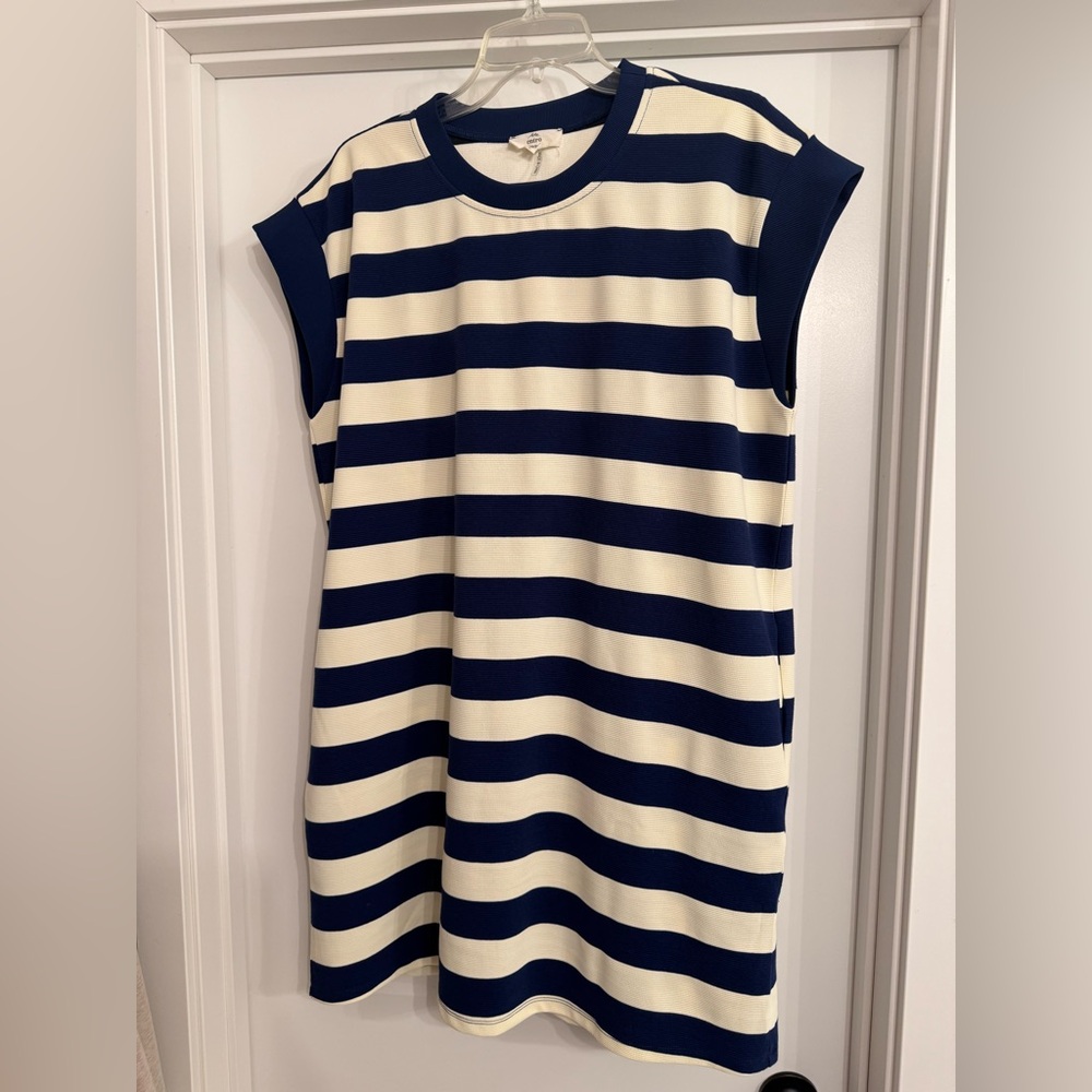 Navy and White Striped Dress